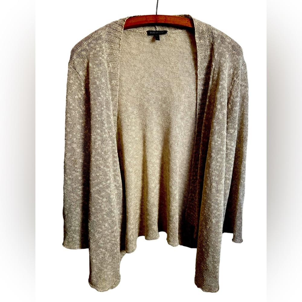 Eileen Fisher Linen Open Front Knit Cardigan Size Large